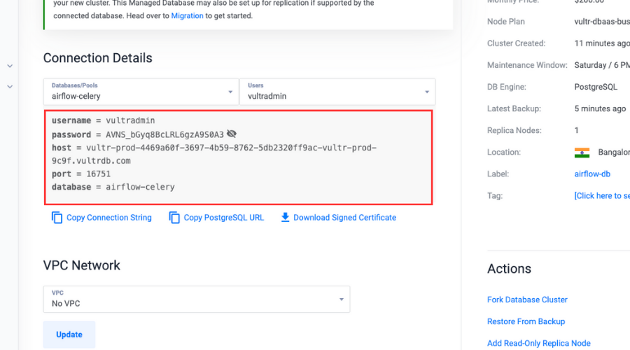 airflow-celery database credential selection