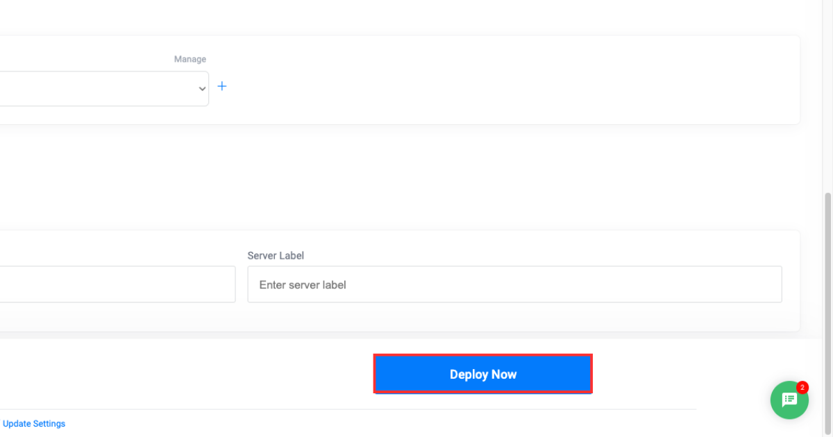 Vultr server deploy button